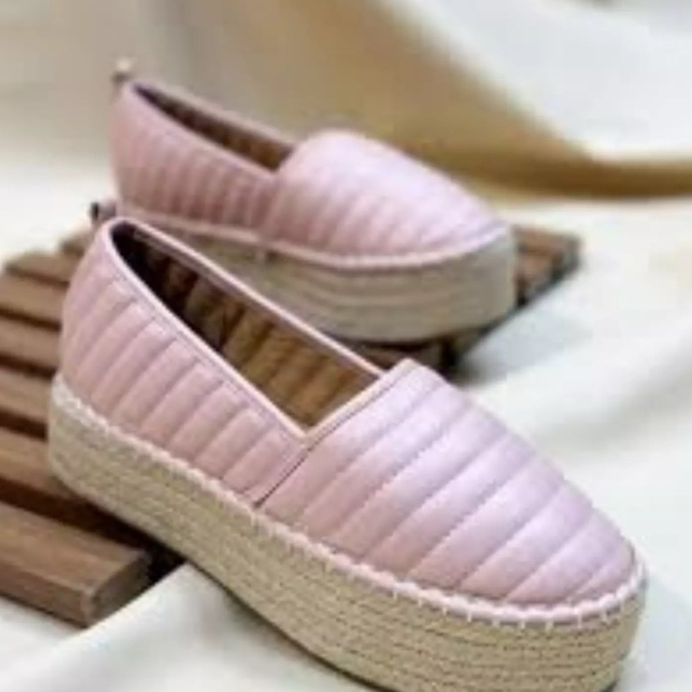 NWT‎ ASOS Design Jack Quilted Flatform Pink Espadrilles Womens Size 6
